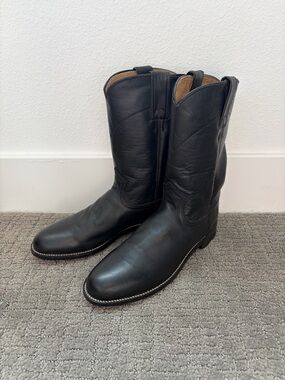 Justin Boots Black Leather Classic Western Boots